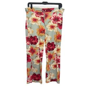 Moda International Womens Medium Tropical Floral Drawstring Elastic Waist Pants
